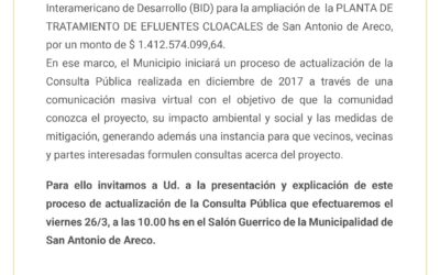 Urgente: Consulta pública en San Antonio de Areco el día 26 de marzo 2021