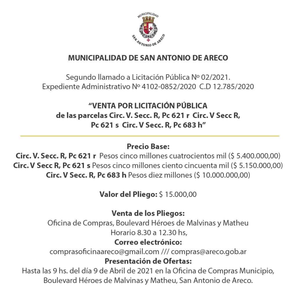 Edicto de la Municipalidad de San Antonio de Areco marzo 2021