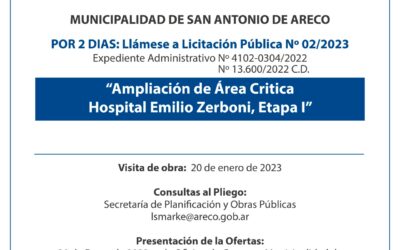 Licitación Ampliación de Area Crítica Hospital Zerboni Etapa 1