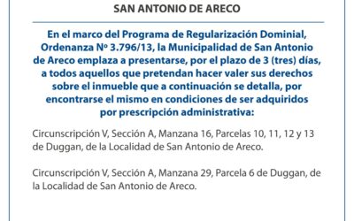 Regularización dominial de la Municipalidad de San Antonio de Areco 2 noviembre 2023
